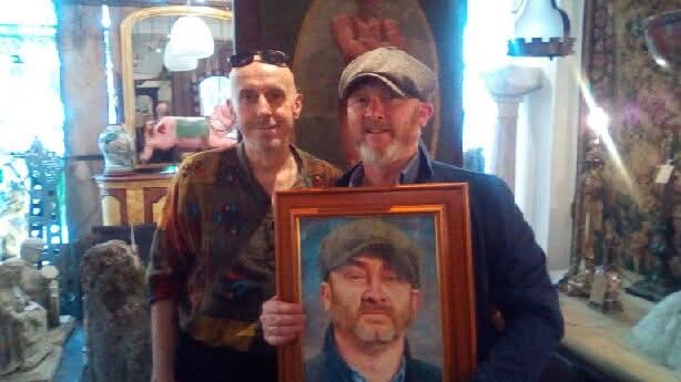 Andrew presenting portrait to Drew Pritchard