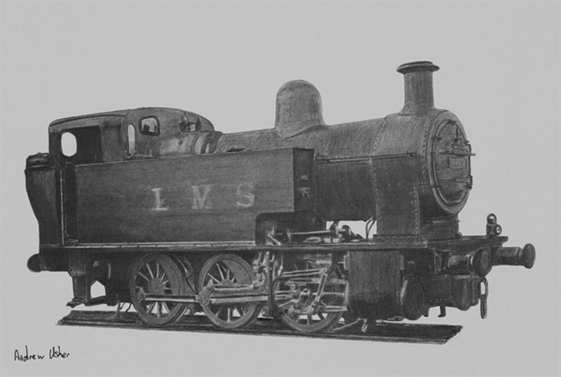 Pencil drawing of Fowler call steam train